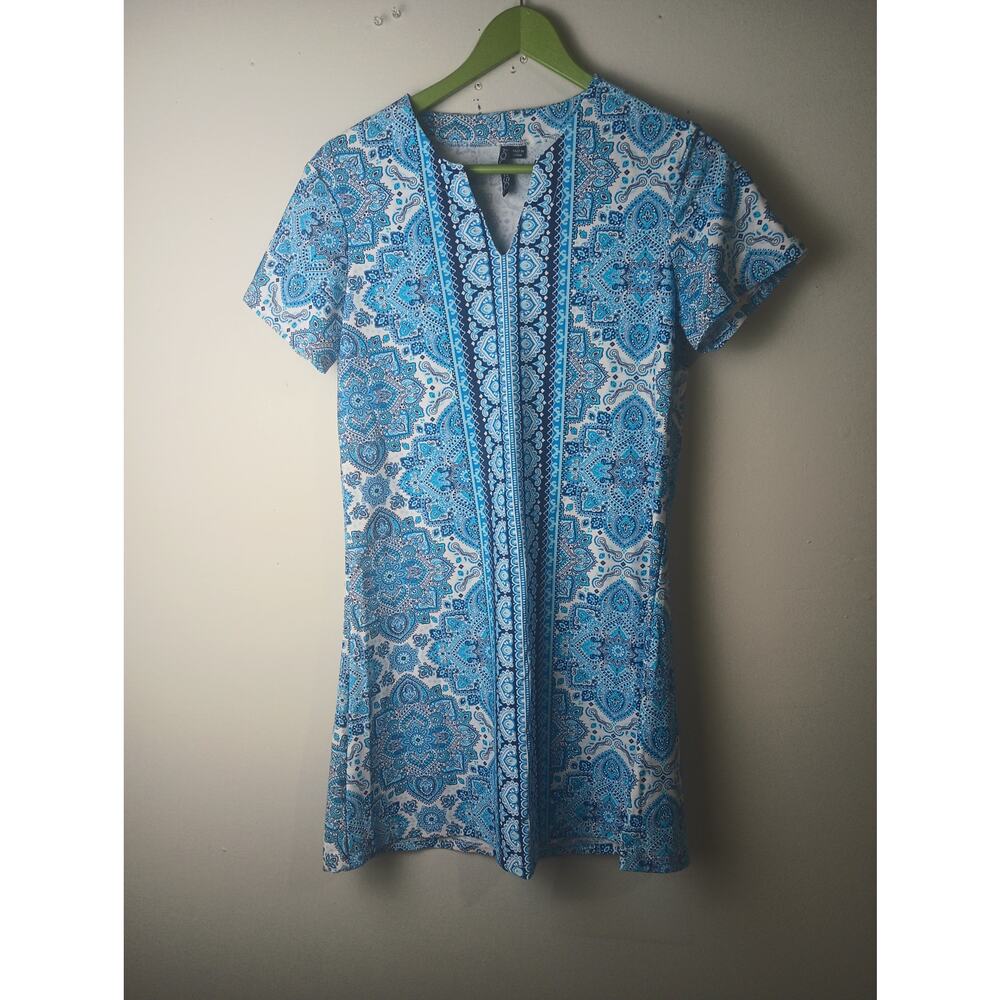Aqua Et Sol Swim Cover Up Dress Women's Small Blue Short‎ Nylon Beach Vacay